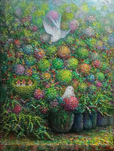 《花鸟》规格：80cmx60cm